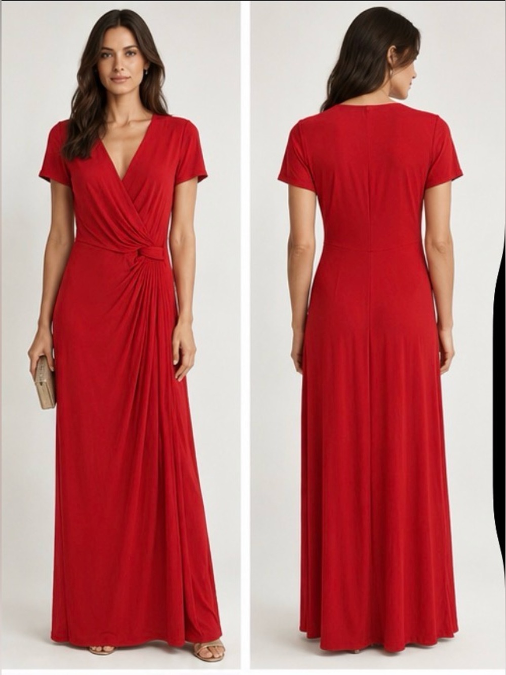 ISSA London Red 100% Silk Jersey Draped Maxi Dress US 10 UK 14